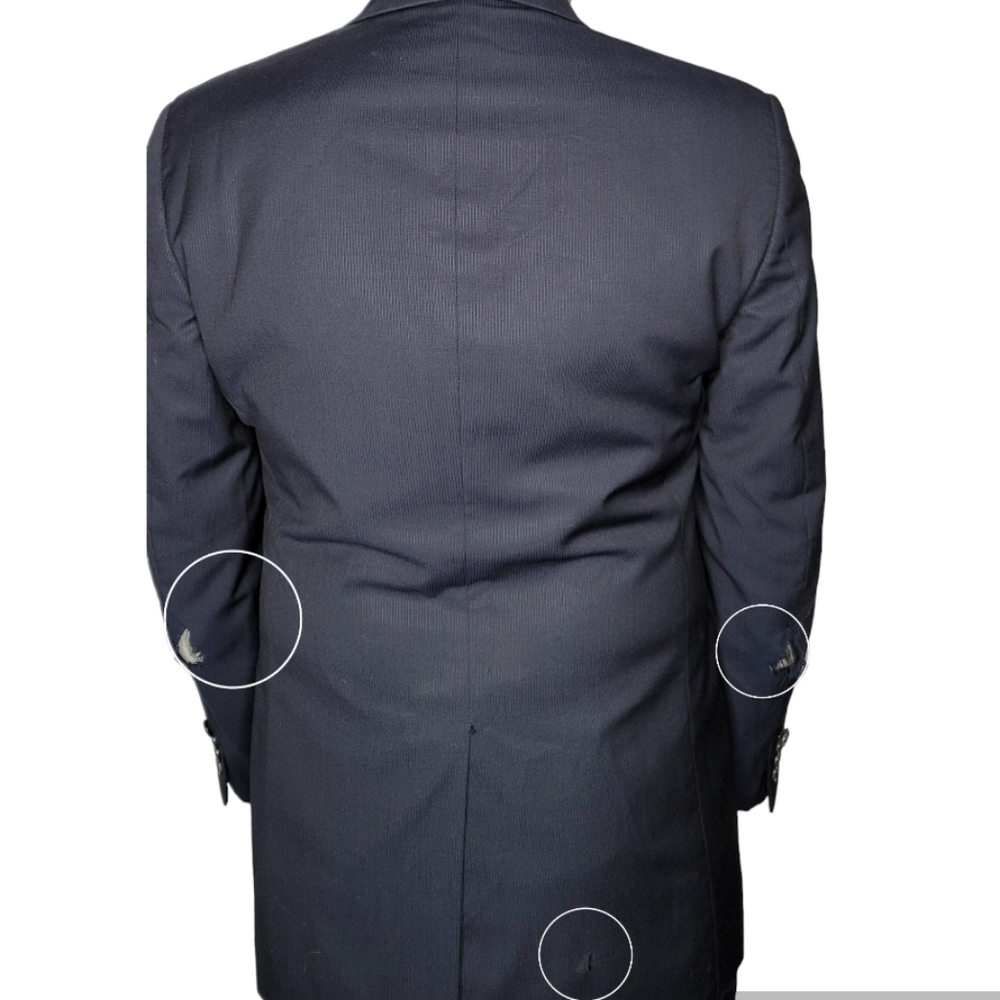 PRADA Vtg Navy Blue Sports Coat Blazer Jacket 48R - FREE Tie ** Read Description - Picture 7 of 9